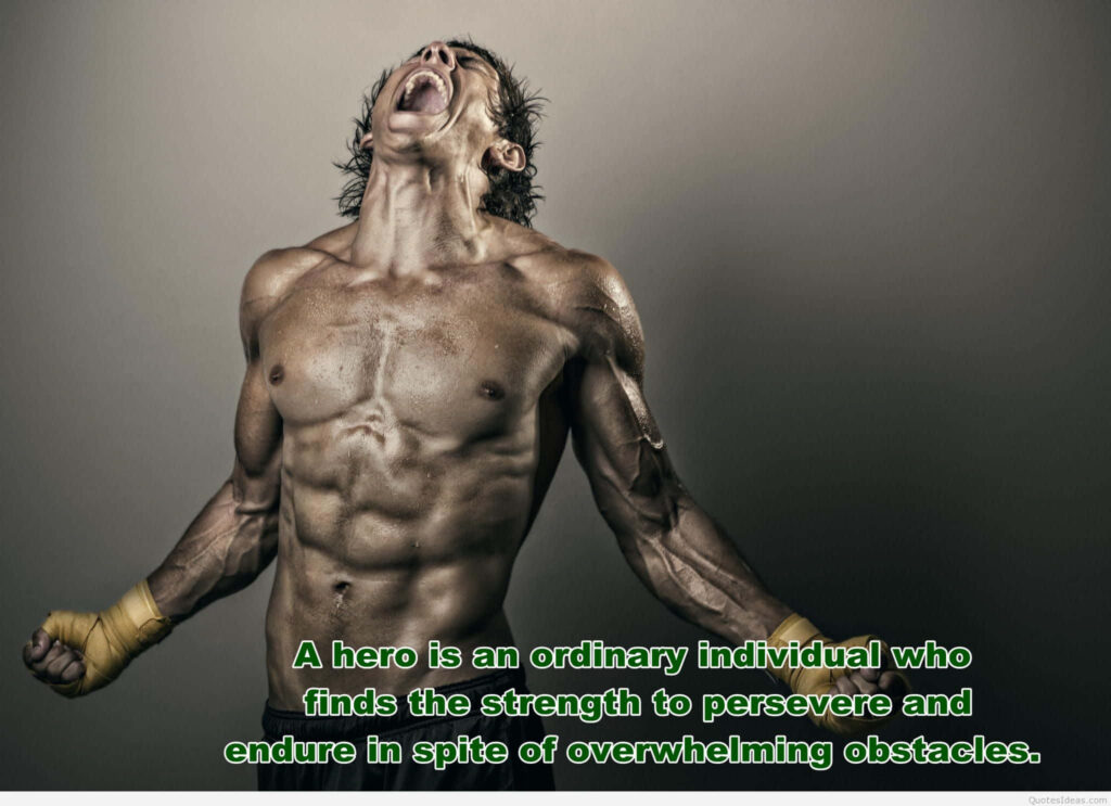 Bodybuilder screaming with intense muscles showing determination and raw emotional strength wallpaper
