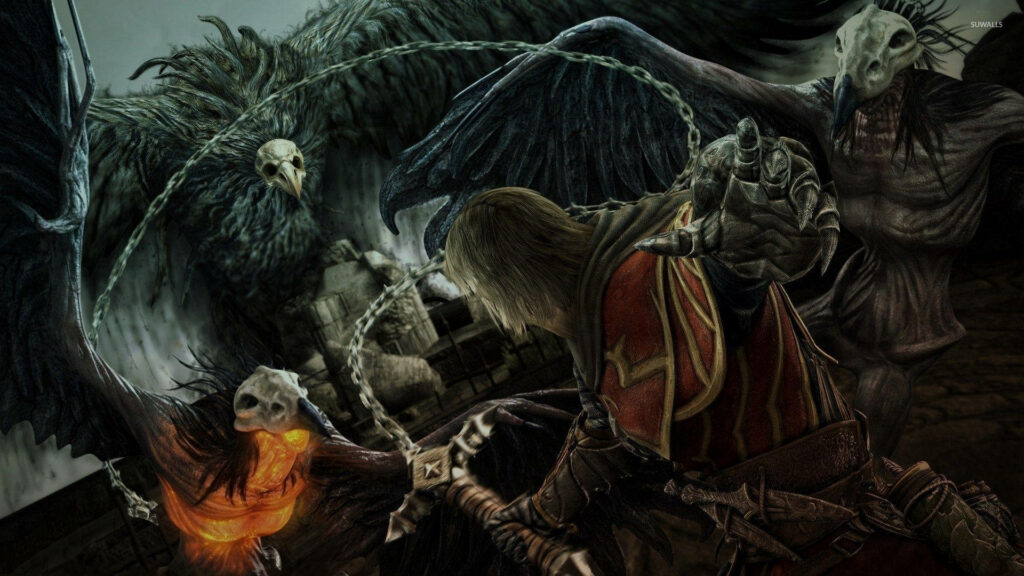Intense Castlevania Wallpaper: Dracula's Witch vs. Knight Battle Scene