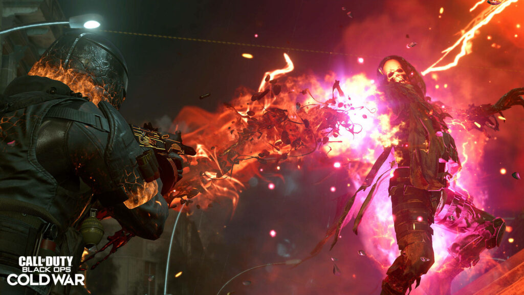 Devastating Clash in Call of Duty Black Ops Cold War Zombies: Disciple Launches Assault on Operator Wallpaper
