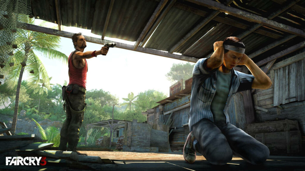 Fierce Encounter: Vaas Montenegro Takes Control in Far Cry 3 Wallpaper