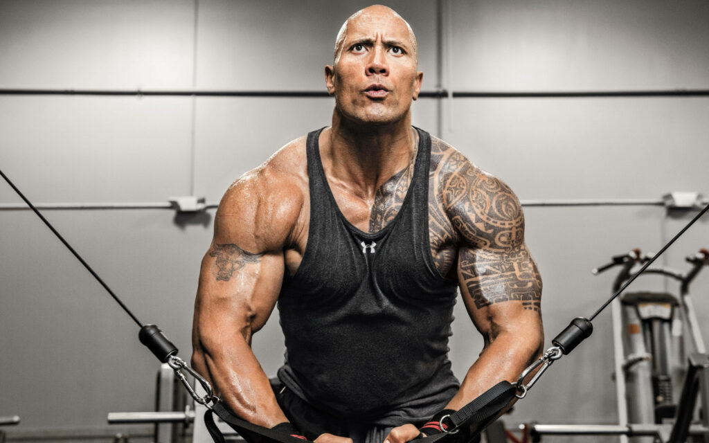Motivational Wallpaper: Dwayne Johnson's Intense Chest Workout