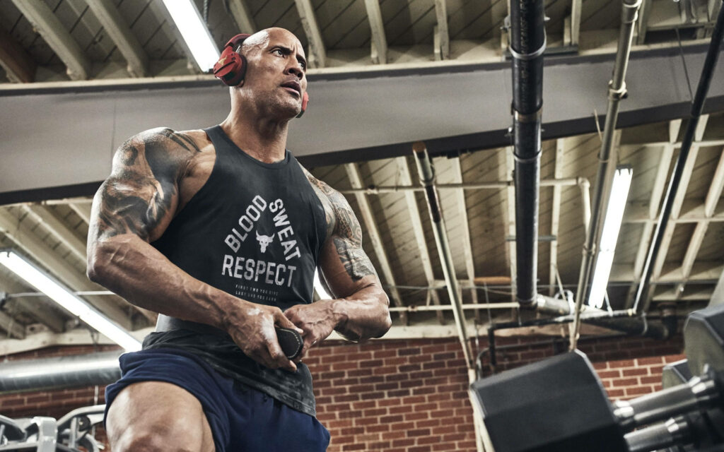 Intense Gym Focus: Dwayne Johnson in Under Armour - Wallpaper