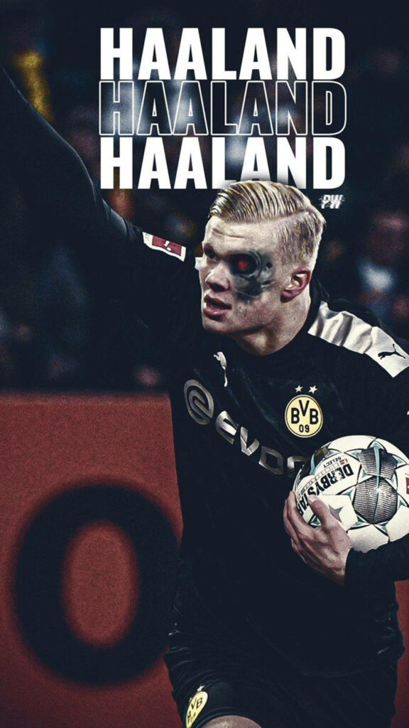 Dynamic Wallpaper: Erling Haaland in Black Dortmund Jersey