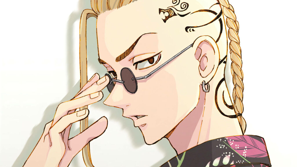 Intense Gaze: Draken Tokyo Revengers in Shades Wallpaper