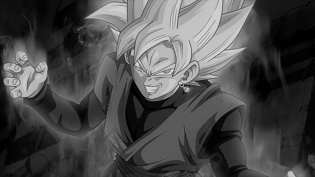 Intense Goku Wallpaper: Black & White Aura Power Background