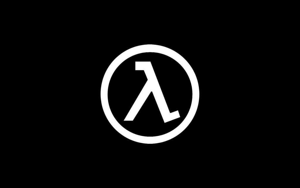 Half-Life Gamer Emblem on a Mysterious Abyss Wallpaper