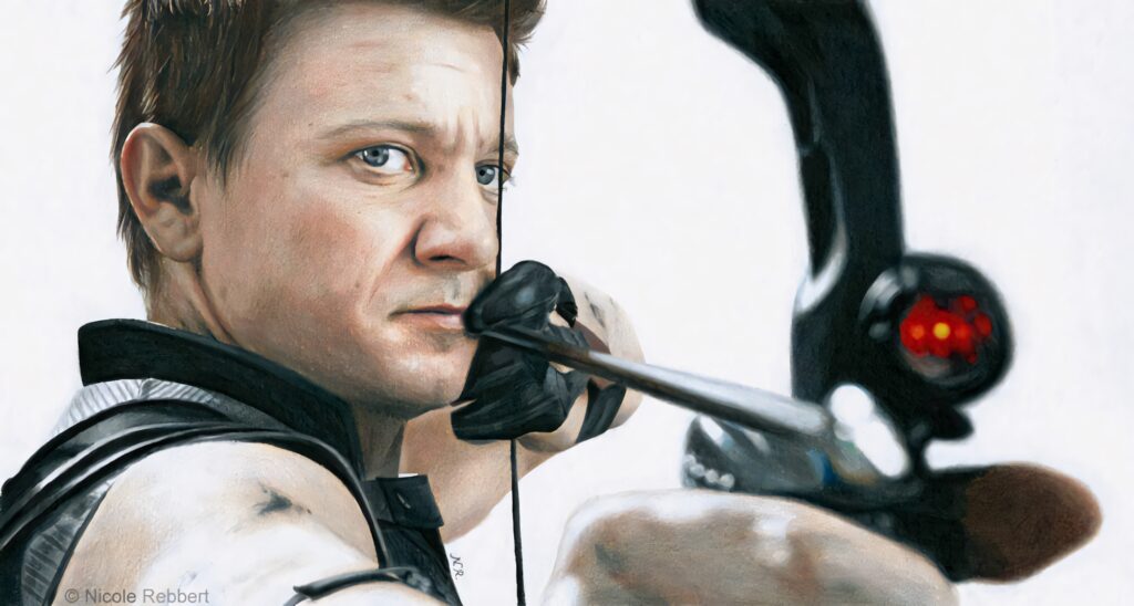 Hawkeye Fanart Wallpaper: Intense Close-Up of Bow and Arrow Focus