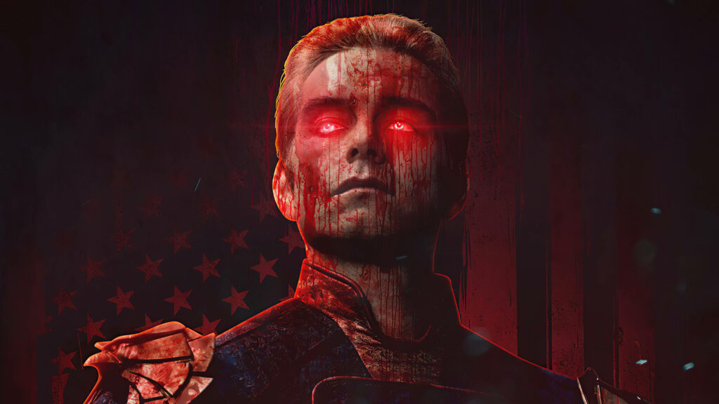 Intense Homelander Wallpaper: Dark, Ominous & Blood-Splattered Design
