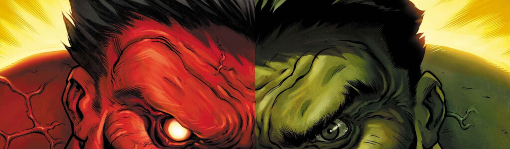 Dynamic Hulk Wallpaper: Green & Red Forms Showcasing Raw Power