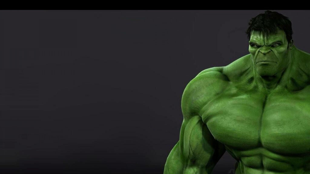 Intense Hulk Wallpaper: Green Muscles on Black Background