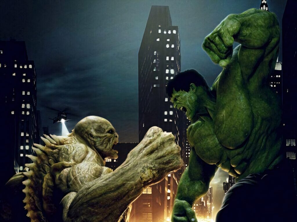 Intense Hulk vs Abomination Nighttime City Wallpaper Background