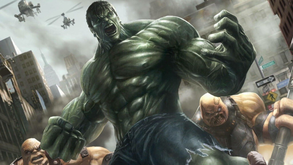 Powerful Hulk Wallpaper: Intense Chaos in a Cityscape