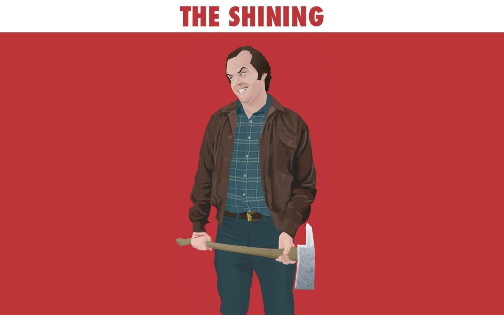 Minimalist Jack from The Shining Wallpaper with Axe & Bold Red Background