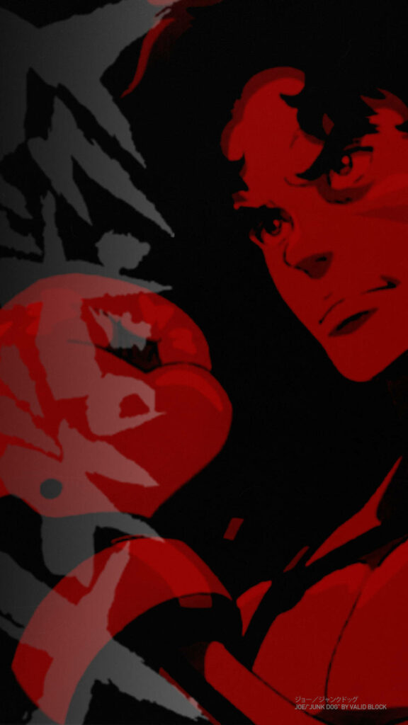 Bold Red Wallpaper of Joe from Megalo Box with Intense Expression