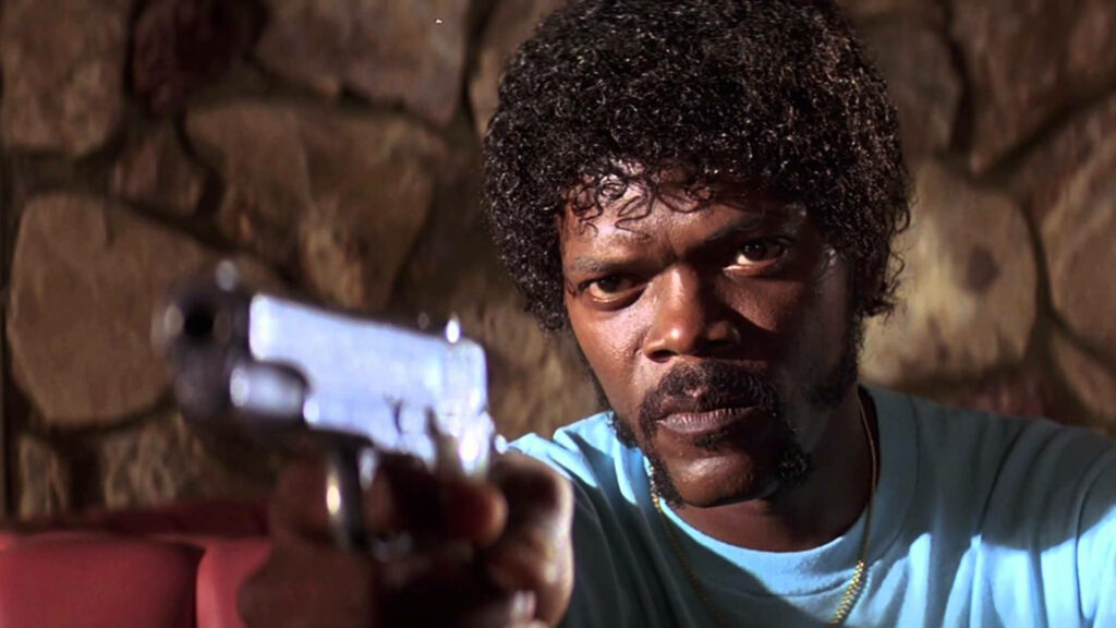 Intense Jules Winnfield Close-Up Wallpaper from Pulp Fiction