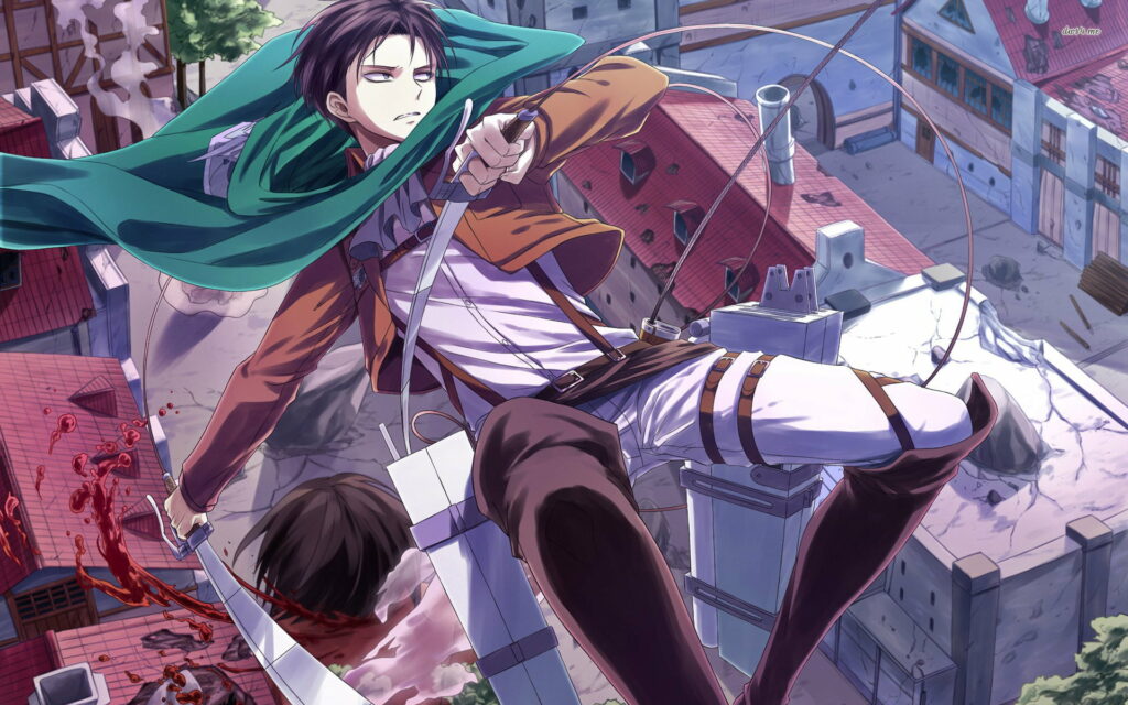 Levi Ackerman Unleashing Absolute Power: Stunning HD Wallpaper for Attack On Titan Fans