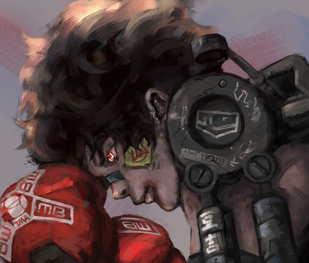 Intense Megalo Box Fighter Wallpaper - Detailed Anime Art Background