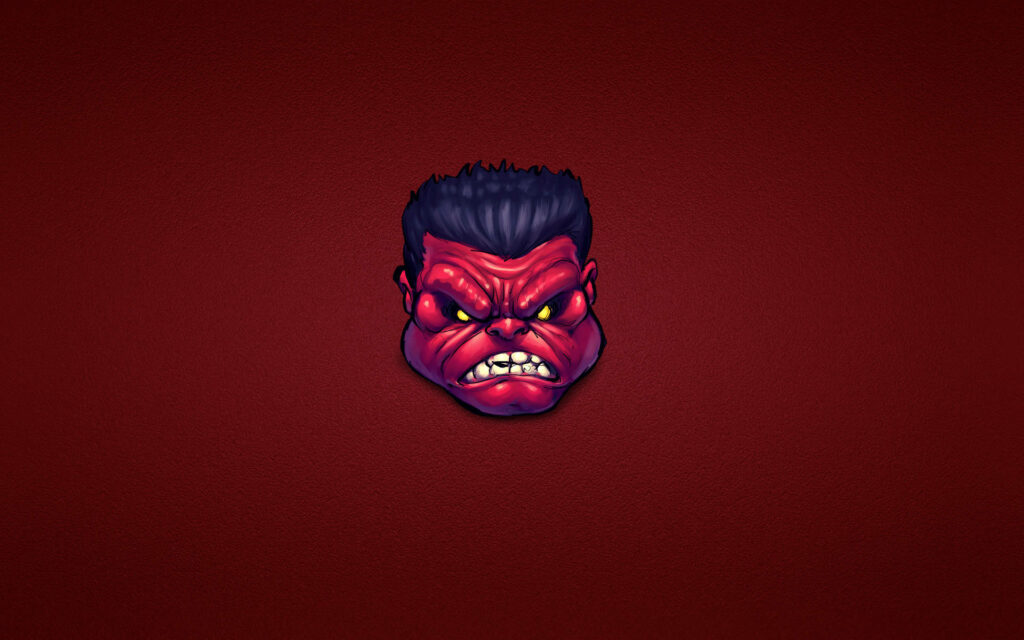 Intense Minimalist Character Wallpaper: Red Skin & Glowing Yellow Eyes