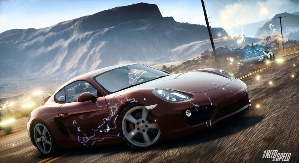 Intense Need for Speed Wallpaper: Sleek Car Chase & Scenic Backdrop
