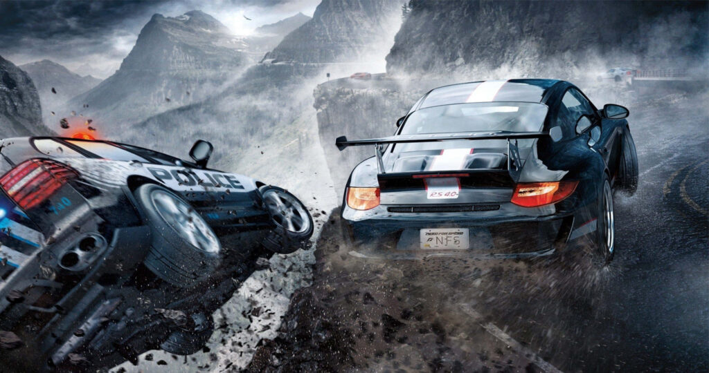 Intense Need for Speed Wallpaper: High-Speed Chase on Mountain Road