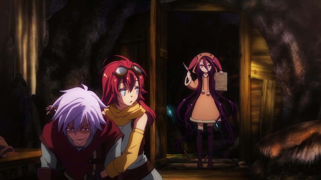 Intense No Game No Life Wallpaper: Riku & Couronne in Fantasy Interior
