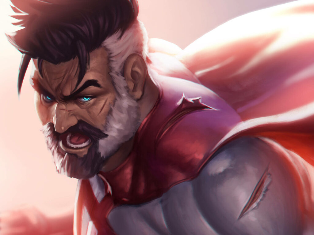 Vibrant Omni-Man Wallpaper: Intense Expression & Dynamic Details