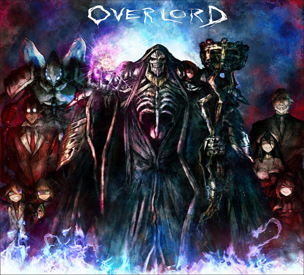 Intense Overlord Wallpaper: Commanding Figure & Mystical Night Sky