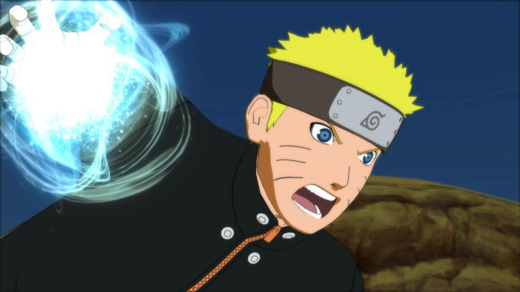Fierce Naruto Unleashes Glowing Rasenga Ball in Epic Sprint - Captivating Naruto Shippuden 4k Background Shot Wallpaper