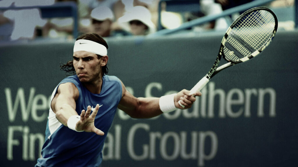 Intense Rafael Nadal Wallpaper: Focused Tennis Background