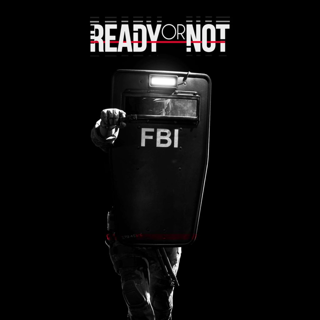 FBI tactical operator with ballistic shield in gritty Ready or Not wallpaper background