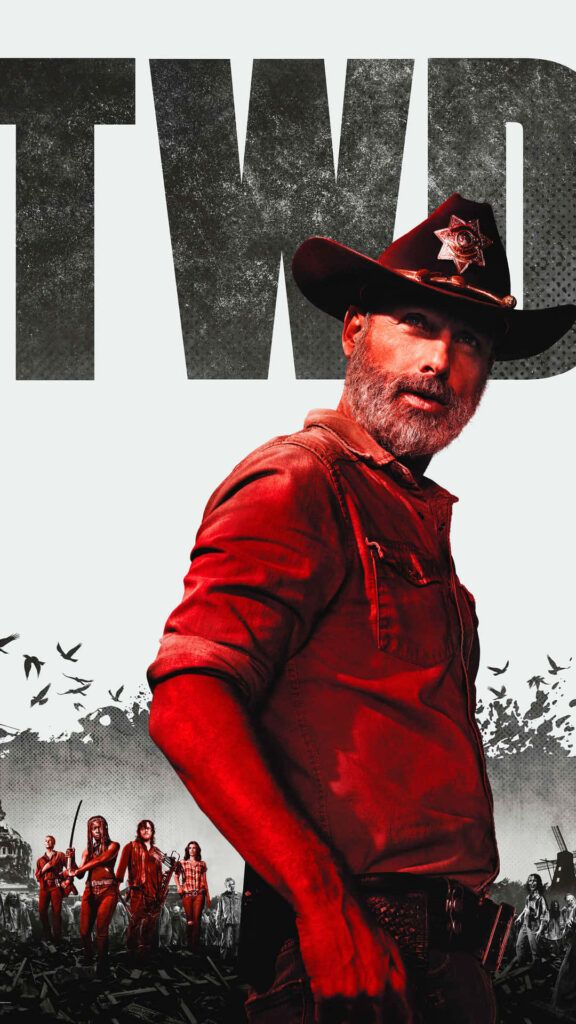 Rick Grimes Wallpaper: Intense Season 1 Look in Post-Apocalyptic Setting