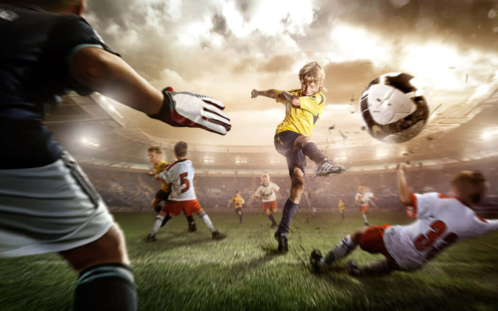 Dynamic Soccer Match Wallpaper: Intense Players in Action