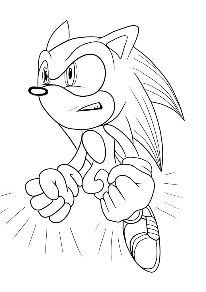 Coloring Page: Intense Sonic the Hedgehog Wallpaper for Fans