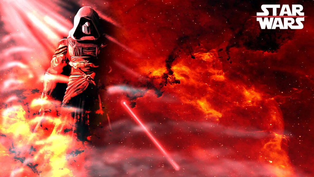 Fiery Star Wars Wallpaper: Cloaked Figure & Cosmic Backdrop