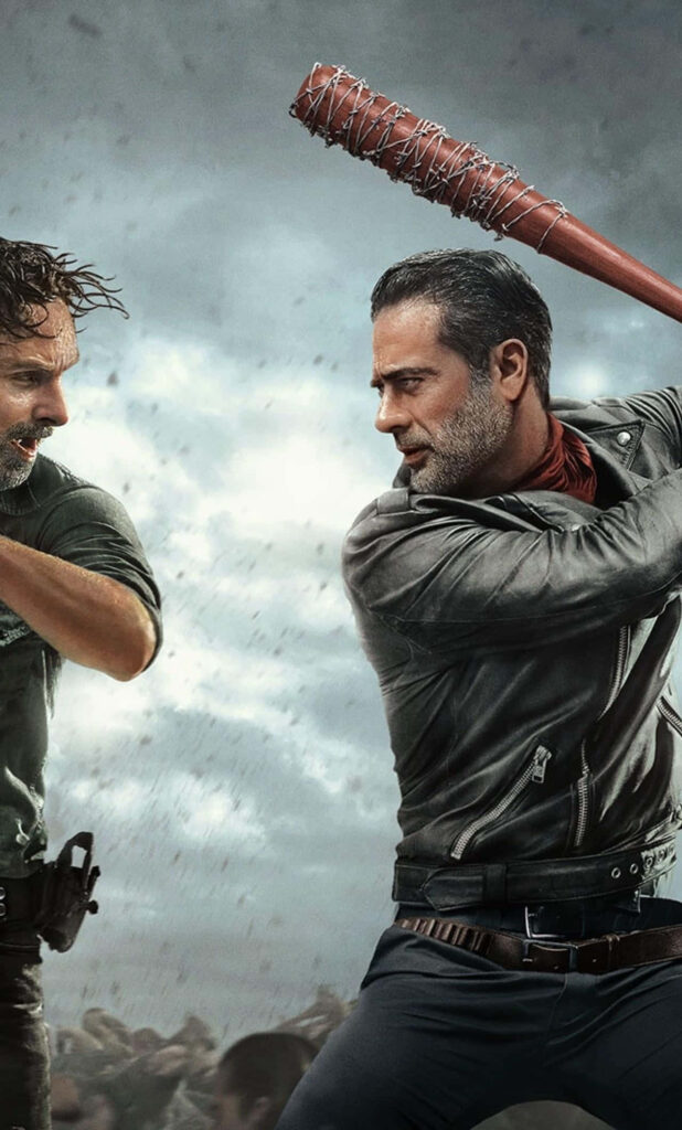 Intense The Walking Dead Wallpaper: Epic Face-Off Scene Background