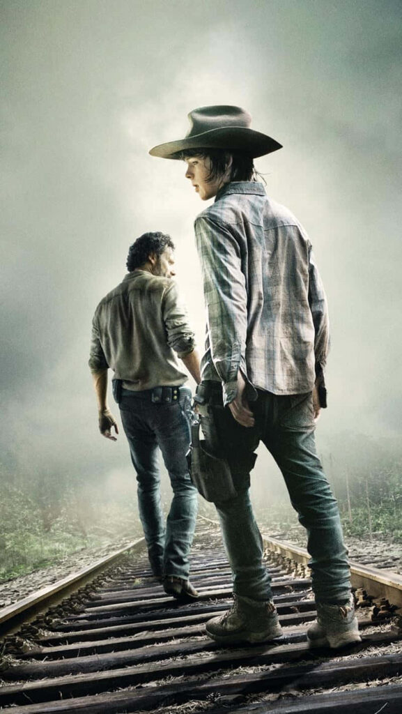 Intense The Walking Dead Wallpaper: Characters on Railroad Tracks