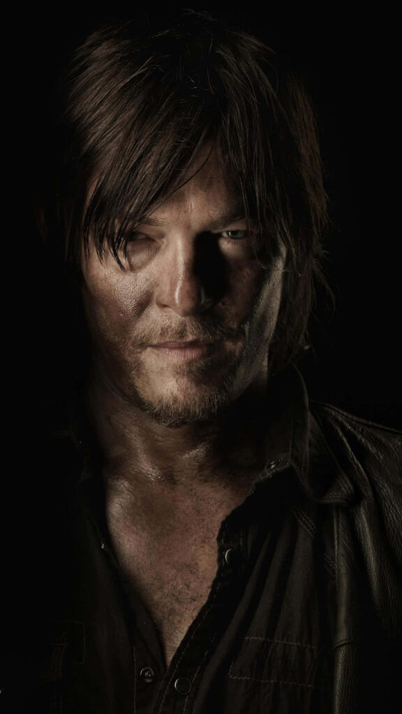 Dark The Walking Dead iPhone Wallpaper: Intense Character Portrait