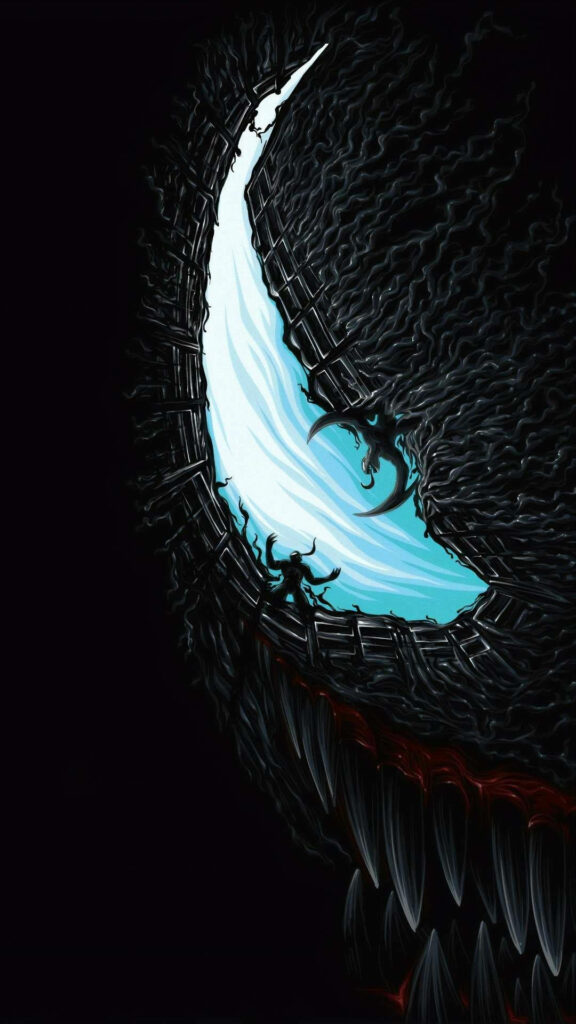 Stunning Venom iPhone Wallpaper: Intense Art on Dark Background