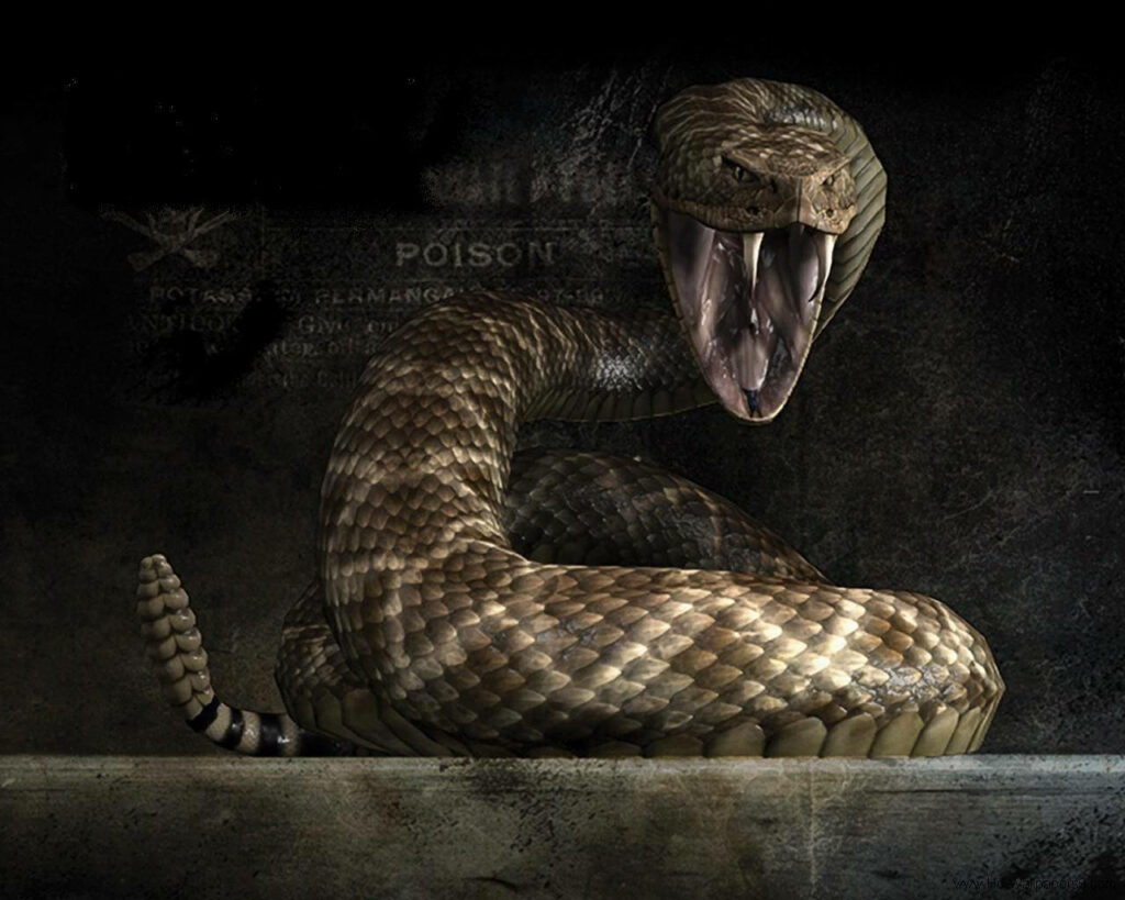 Fierce Viper Snake Wallpaper: Intense Coiled Design Background
