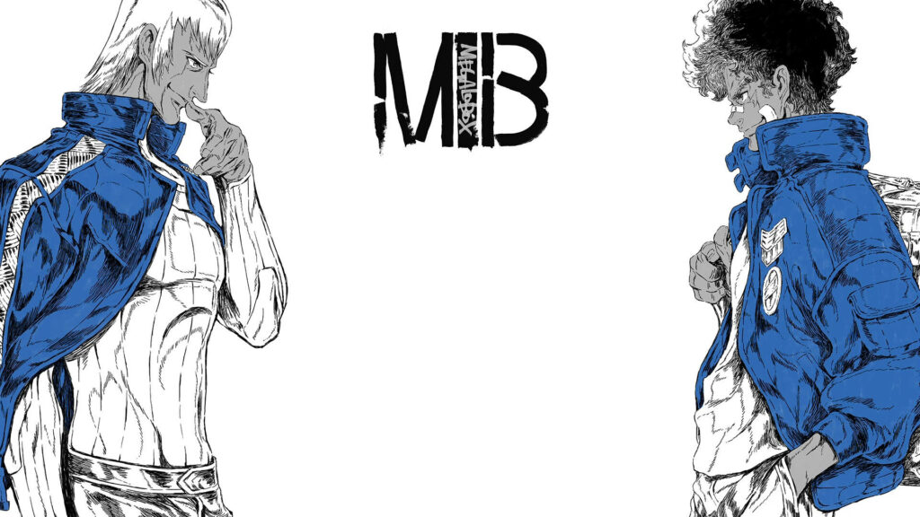 Intense Yuri vs. Joe Face-Off Wallpaper: Bold Anime Art in Blue