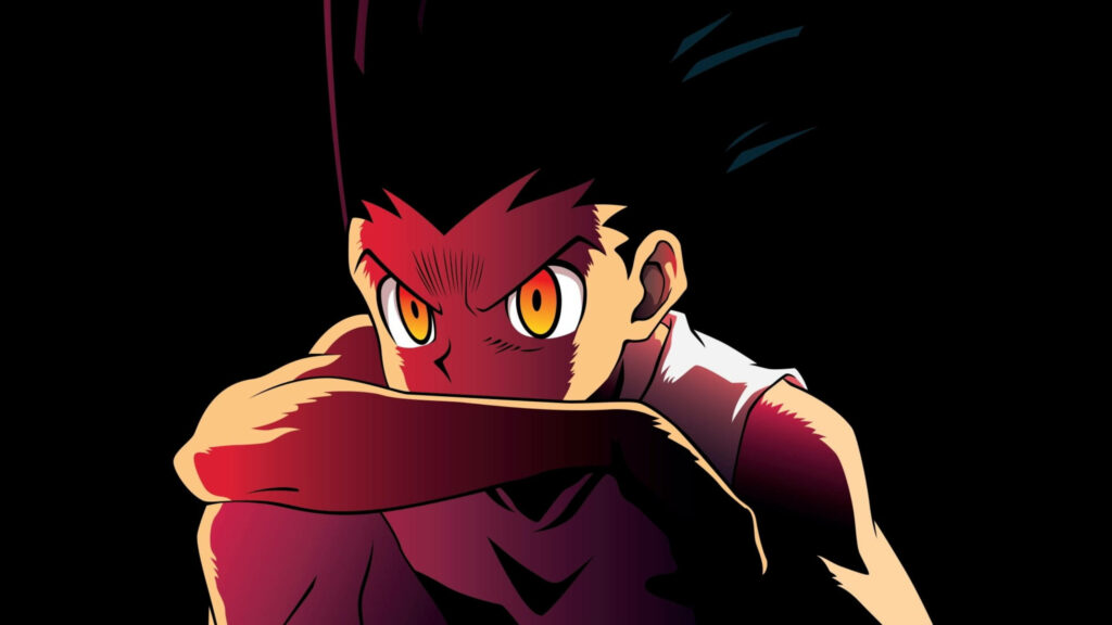 Gon Freecss: The Determined Hunter in Shadowy Black Wallpaper
