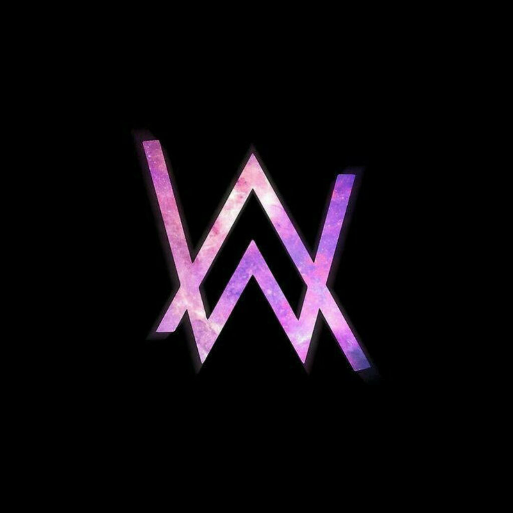 Galactic Elegance: The Iconic Pink Logo of DJ Alan Walker Shining on a Noir Canvas Wallpaper