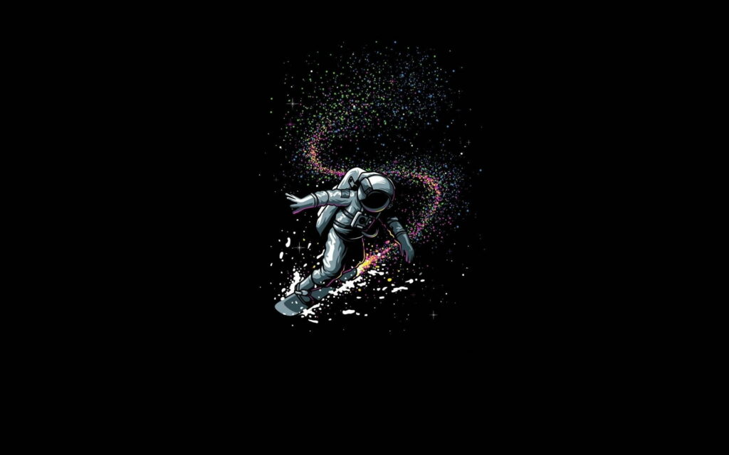Interstellar Adventures: Riding the Cosmic Waves in Captivating Graphic Art Wallpaper