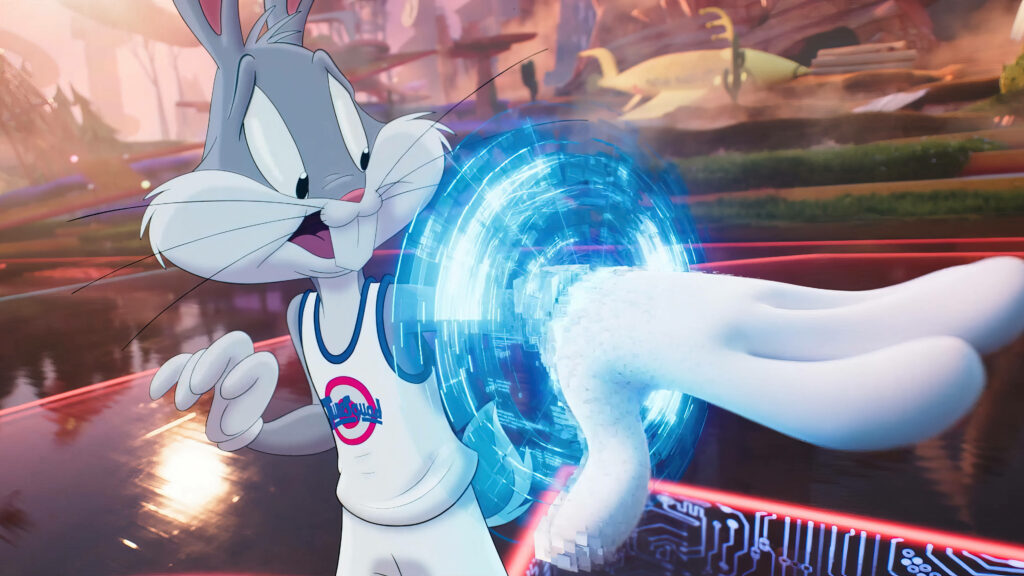 Interstellar Showdown: Tune Squad and the Nerdlucks Clash in the Ultimate Game for the Fate of the Universe! Witness the Epic Basketball Battle in Space Jam 2 as Galactic Glory Hangs in the Balance. Wallpaper