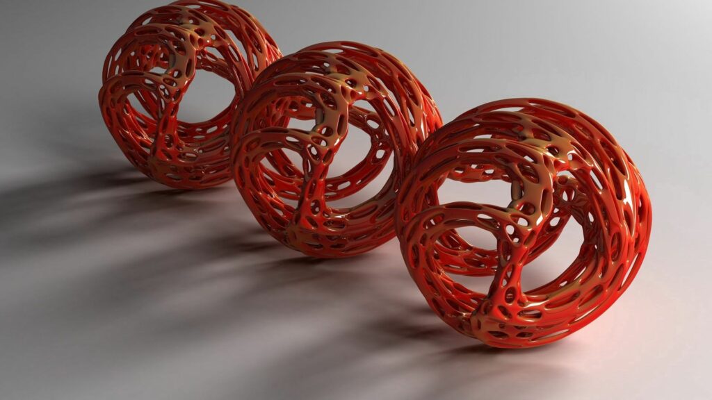 Intricate Red & Gold Spheres Spiral Wallpaper - 1920x1080