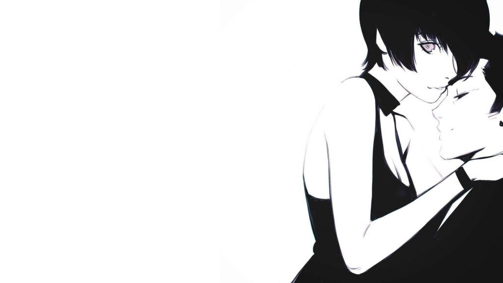 Intimate Monochrome Anime Wallpaper - Black & White Background Art