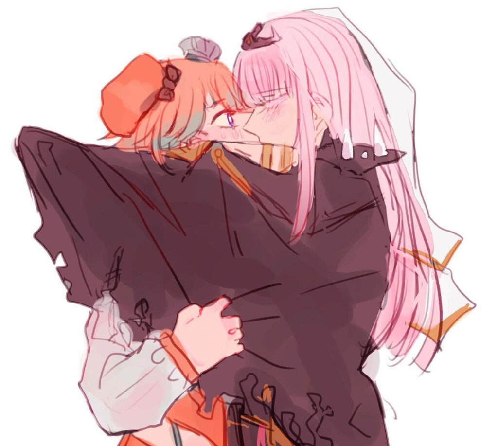 Intimate TakaMori Kiss Wallpaper - Soft Colors & Delicate Art