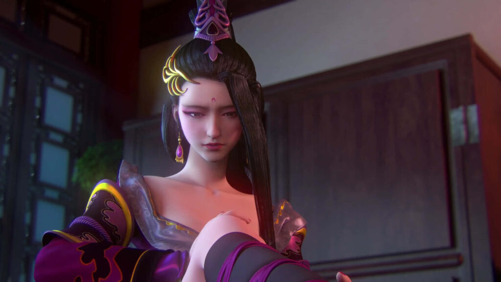 Intricate 3D Anime Wallpaper: Mysterious Character in Dim Light