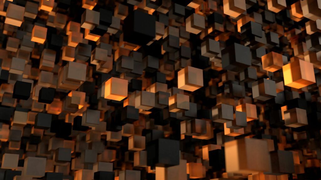 Intricate 3D Black & Orange Cube Wallpaper - Captivating Background