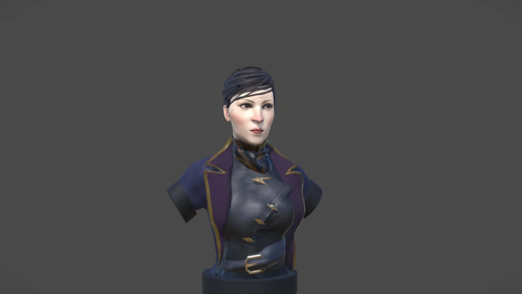 3D Character Bust Wallpaper: Intricate Details on Gray Background